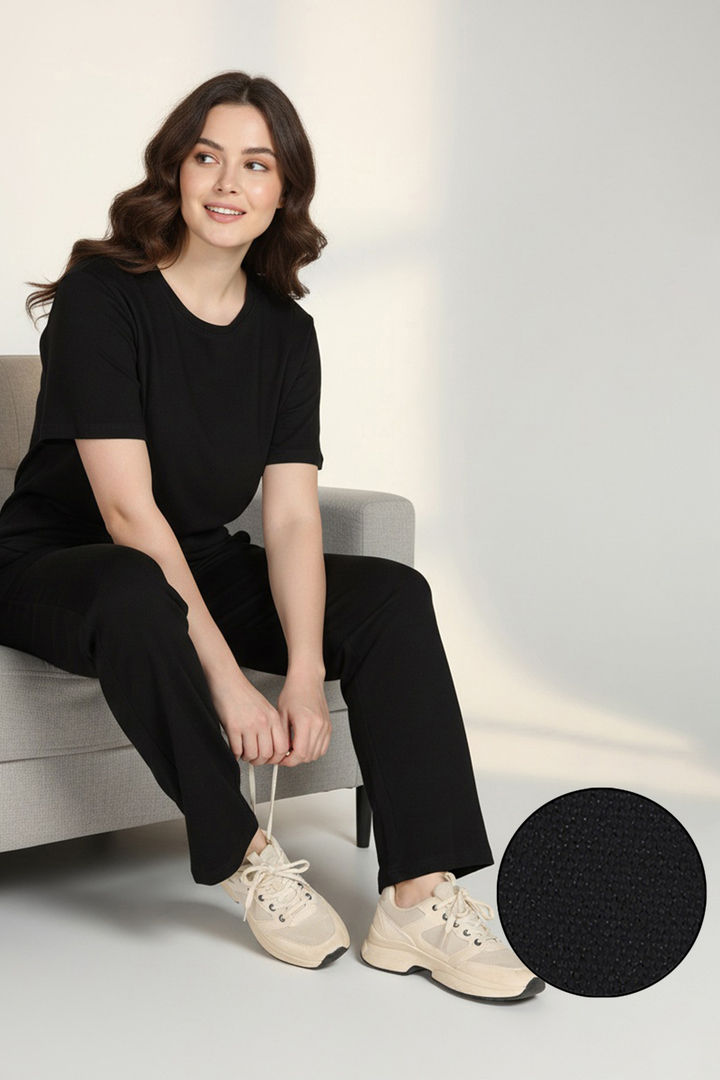 Zivame 2 Mile Fashion Knit Cotton Lifewear Set - Black Beauty — image 2
